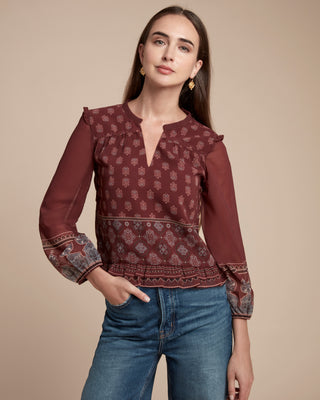 Printed Ruffle Blouse